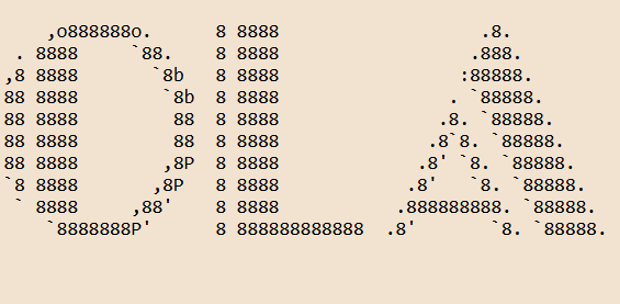 Texto em arte ASCII com fonte Broadway